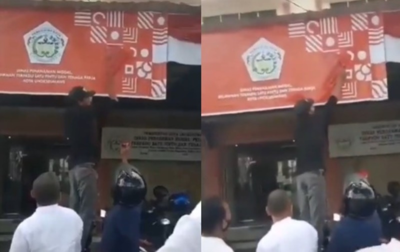 Disebut Mirip Salib Warga Di Aceh Cat Ulang Spanduk Logo Hut Ri Ke