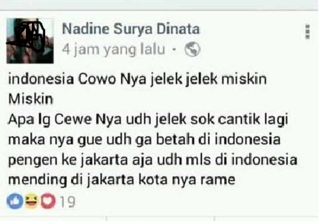 Postingan Wanita di FBnya ini Absurd Parah Nggak Betah di Indonesia Cewek Ini Ingin Pindah ke Jakarta