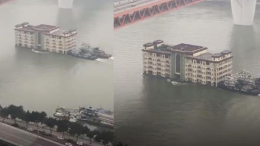 Beredar Video Bangunan Megah 5 Lantai Terapung di Sungai Ternyata ini Yang Terjadi