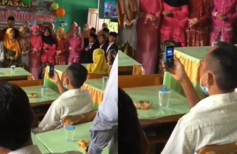 Momen Viral Saat Ayah Tetap Rekam Penampilan Anak Walau Pakai HP Jadul Netter Terharu