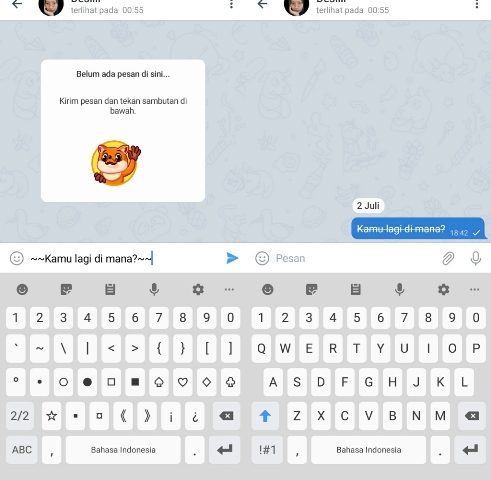 Cara Membuat Tulisan Dicoret di Telegram