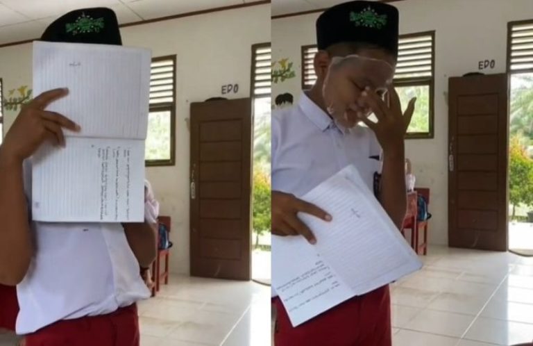 Bikin Bengek Murid SD Kegep Guru Pakai Masker Begini di Dalam Kelas