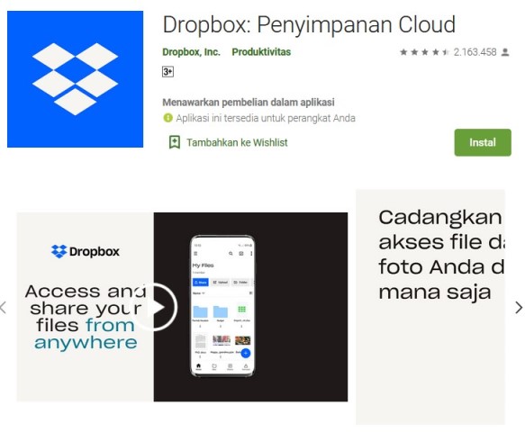 Dropbox - Apk Penyimpan File