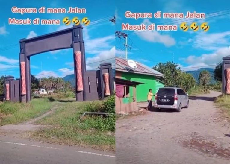 Harusnya di Jalan Masuk Desa Gapura ini Malah Didirikan di Depan Rumah Warga