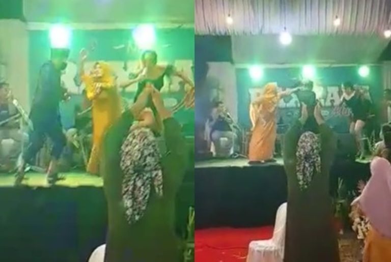 Lihat Suami Joget Bareng Biduan Istri Ngamuk Nyuruh Turun Sambil Memukul Pakai Sandal