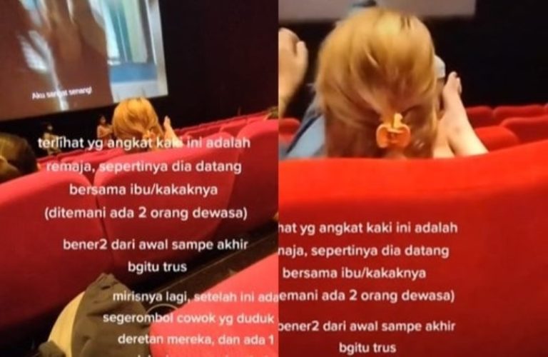 Gak Sopan Remaja ini Angkat Kaki di Sandaran Kursi Bioskop Selama Nonton Film