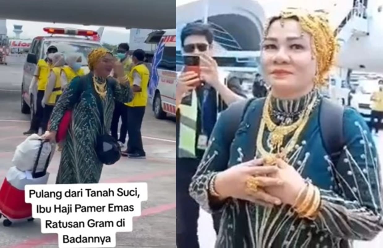 Gaya Glamor Emak Emak Asal Makassar Pakai Emas Hingga 180 Gram Saat