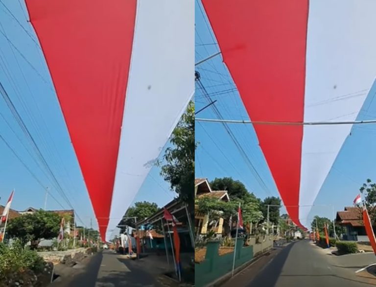 Keren! Sepanjang Jalan 'Dipayungi' Bendera Merah Putih Untuk Sambut HUT RI