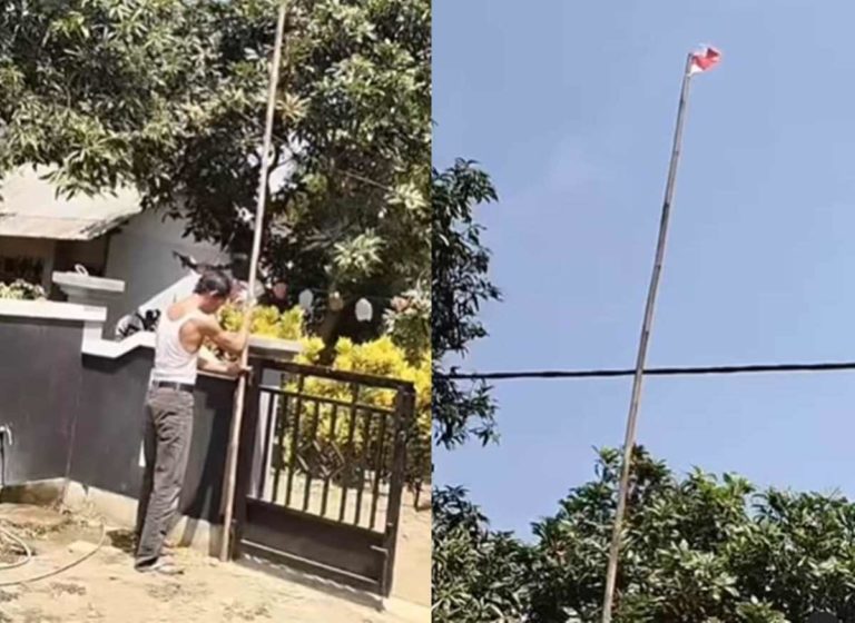 VIRAL Bapak Pasang Bendera Merah Putih Depan Rumah, Ukurannya Bikin Salfok