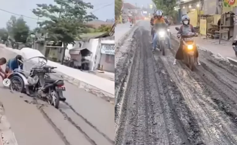 Baru Selesai 2 Jam, Jalan Cor Masih Basah di Jombang Auto Hancur Diterobos Kendaraan