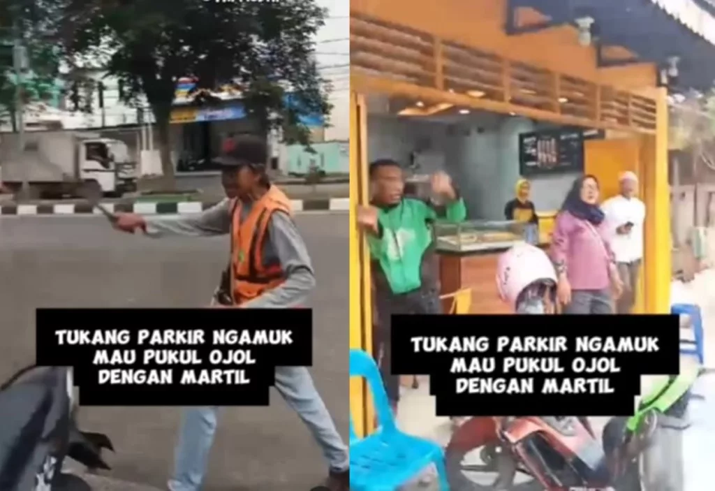 Cuma Gegara Hal ini, Tukang Parkir Ngamuk dan Ancam Driver Ojol Pakai Martil