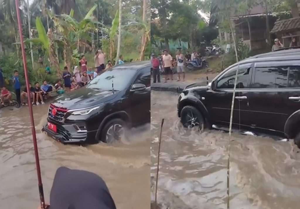 VIRAL Rombongan Mobil Pejabat Tak Berhenti Saat Melintasi Jalan Rusak, Padahal Warga Lagi 'Mancing Lele'