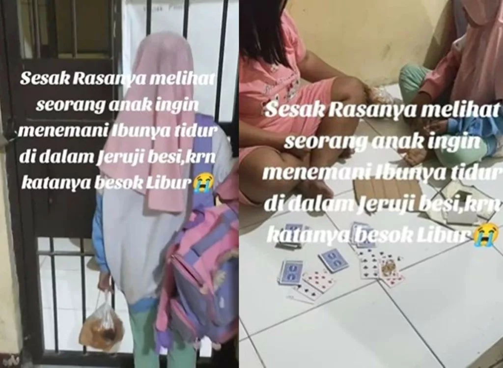 Bikin Terharu! Anak ini Temani Sang Ibu Tidur di Penjara Saat Libur Sekolah